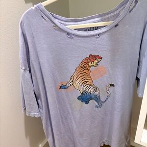 Vintage Canvas Distressed Oversize Graphic Tee Size Medium